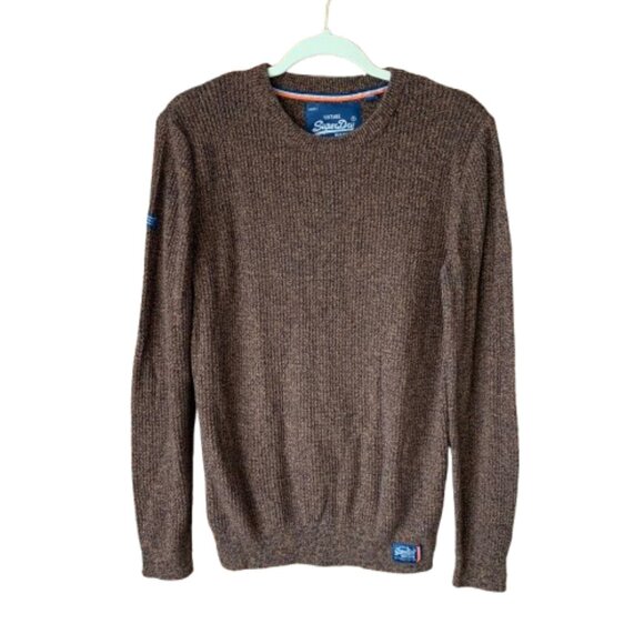 Superdry Vintage Men's Crew Neck Textured Knit Medium 100% Cotton Sweater EUC - Picture 1 of 11